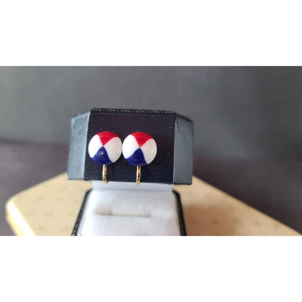 Mod Red White and Blue Patriotic Clip-on Earrings